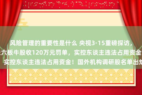 风险管理的重要性是什么 央视3·15重磅探访，这些鸿沟黑幕重重！七天六板牛股收120万元罚单，实控东谈主违法占用资金！国外机构调研股名单出炉