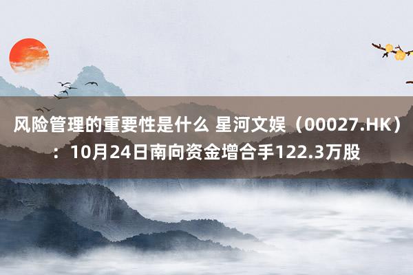 风险管理的重要性是什么 星河文娱（00027.HK）：10月24日南向资金增合手122.3万股