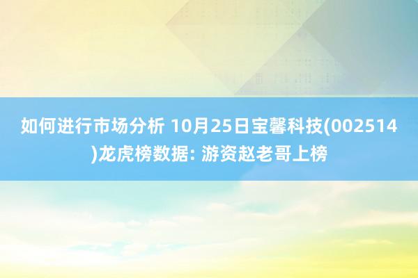 如何进行市场分析 10月25日宝馨科技(002514)龙虎榜数据: 游资赵老哥上榜