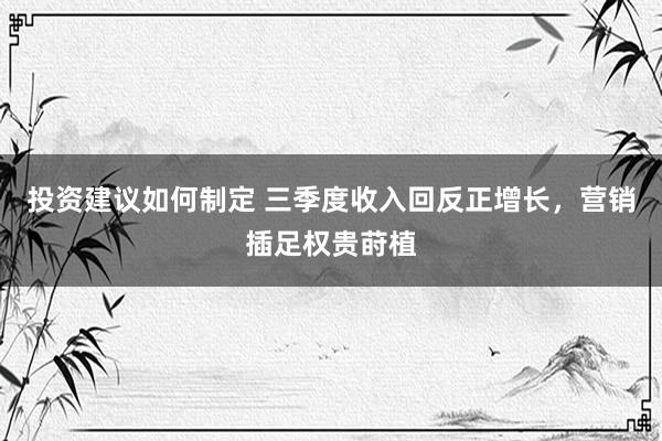 投资建议如何制定 三季度收入回反正增长，营销插足权贵莳植