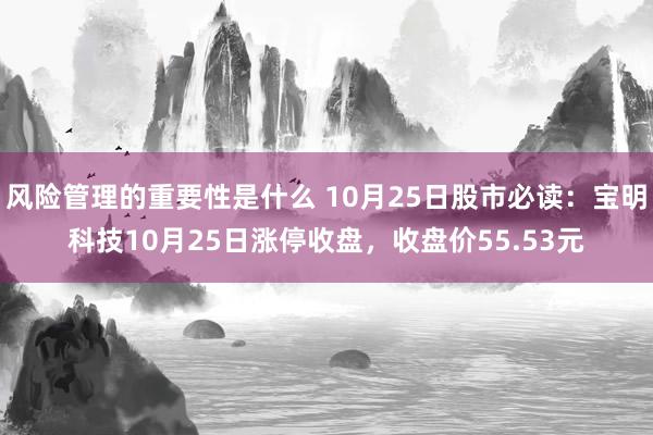 风险管理的重要性是什么 10月25日股市必读：宝明科技10月25日涨停收盘，收盘价55.53元