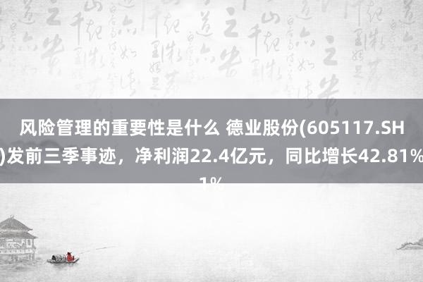 风险管理的重要性是什么 德业股份(605117.SH)发前三季事迹，净利润22.4亿元，同比增长42.81%