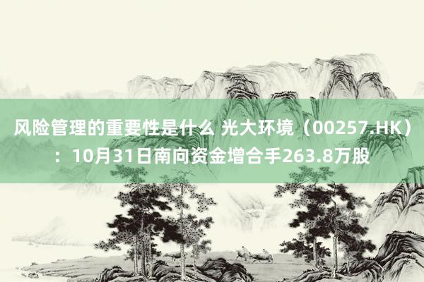 风险管理的重要性是什么 光大环境（00257.HK）：10月31日南向资金增合手263.8万股