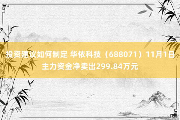 投资建议如何制定 华依科技（688071）11月1日主力资金净卖出299.84万元