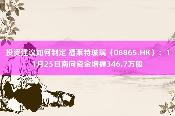 投资建议如何制定 福莱特玻璃（06865.HK）：11月25日南向资金增握346.7万股