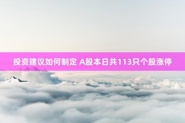 投资建议如何制定 A股本日共113只个股涨停