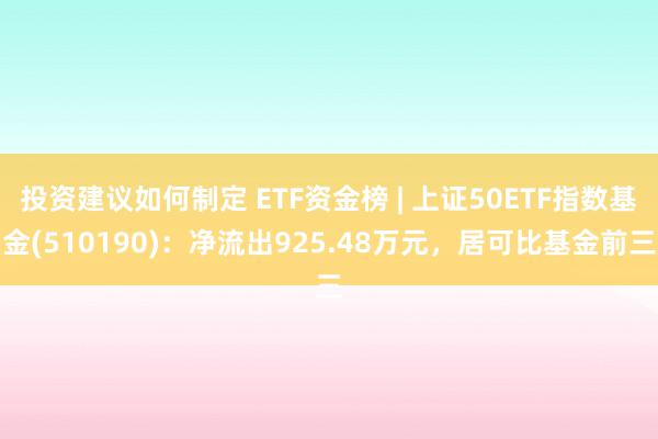 投资建议如何制定 ETF资金榜 | 上证50ETF指数基金(510190)：净流出925.48万元，居可比基金前三