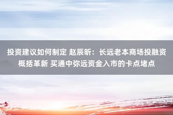 投资建议如何制定 赵辰昕：长远老本商场投融资概括革新 买通中弥远资金入市的卡点堵点