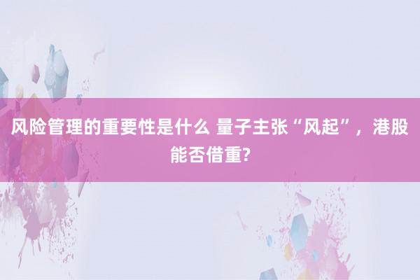 风险管理的重要性是什么 量子主张“风起”，港股能否借重?