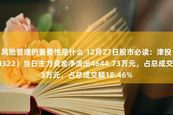 风险管理的重要性是什么 12月27日股市必读：津投城开（600322）当日主力资金净流出4644.73万元，占总成交额18.46%