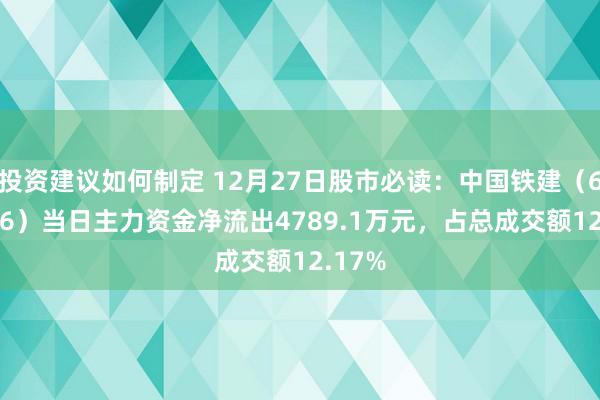 投资建议如何制定 12月27日股市必读：中国铁建（601186）当日主力资金净流出4789.1万元，占总成交额12.17%