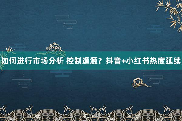 如何进行市场分析 控制逢源？抖音+小红书热度延续