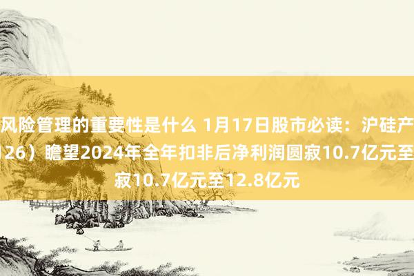 风险管理的重要性是什么 1月17日股市必读：沪硅产业（688126）瞻望2024年全年扣非后净利润圆寂10.7亿元至12.8亿元