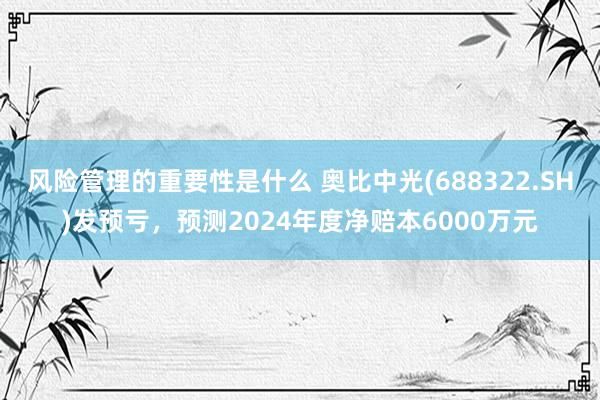 风险管理的重要性是什么 奥比中光(688322.SH)发预亏，预测2024年度净赔本6000万元