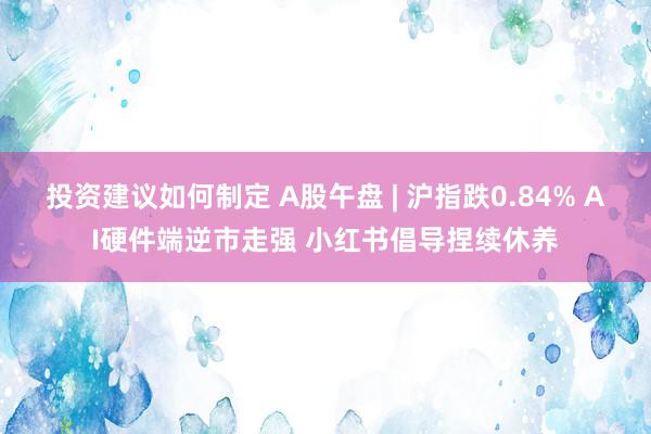 投资建议如何制定 A股午盘 | 沪指跌0.84% AI硬件端逆市走强 小红书倡导捏续休养