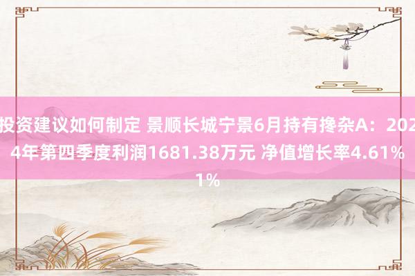 投资建议如何制定 景顺长城宁景6月持有搀杂A：2024年第四季度利润1681.38万元 净值增长率4.61%