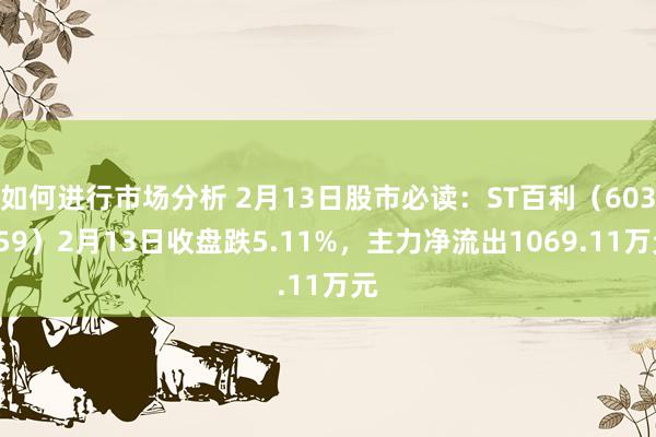 如何进行市场分析 2月13日股市必读：ST百利（603959）2月13日收盘跌5.11%，主力净流出1069.11万元