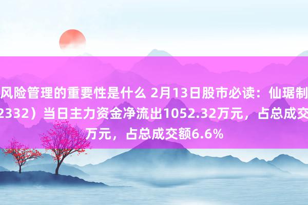 风险管理的重要性是什么 2月13日股市必读：仙琚制药（002332）当日主力资金净流出1052.32万元，占总成交额6.6%