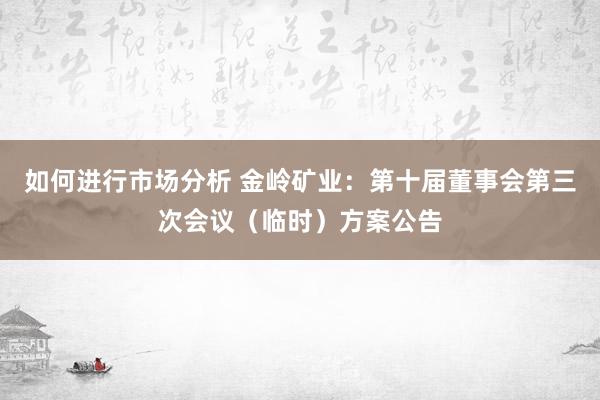 如何进行市场分析 金岭矿业：第十届董事会第三次会议（临时）方案公告