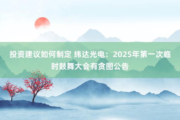 投资建议如何制定 纬达光电：2025年第一次临时鼓舞大会有贪图公告