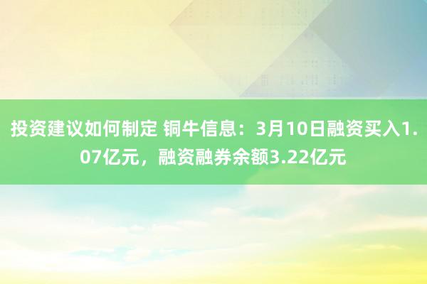 投资建议如何制定 铜牛信息：3月10日融资买入1.07亿元，融资融券余额3.22亿元